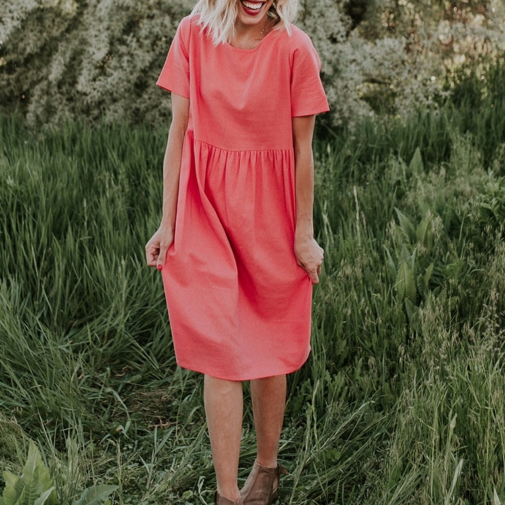 RooLee Boutique Coral Linen Dress